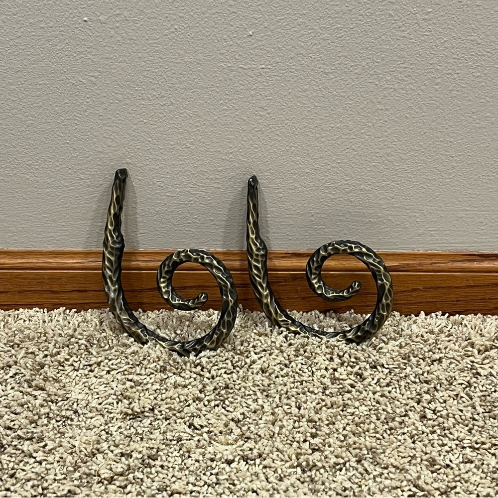 Vintage Decorative Brass & Bronze Wall Curtain Hooks